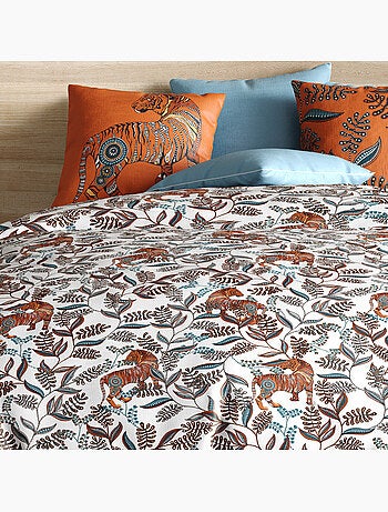Parure housse de couette 100 % coton savane