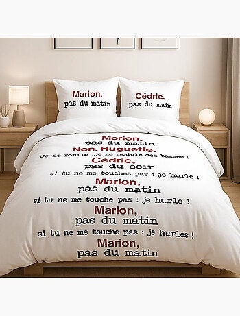 Parure housse de couette 100 % coton scene de menage