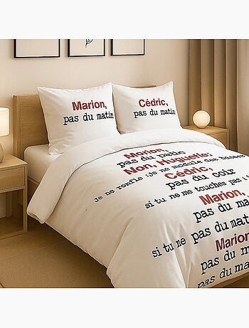 Parure housse de couette 100 % coton scene de menage