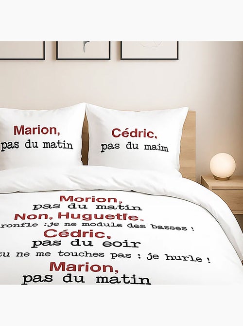 Parure housse de couette 100 % coton scene de menage - Kiabi