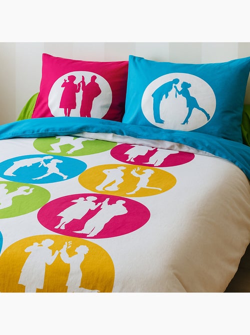 Parure housse de couette 100 % coton scene de menage - Kiabi
