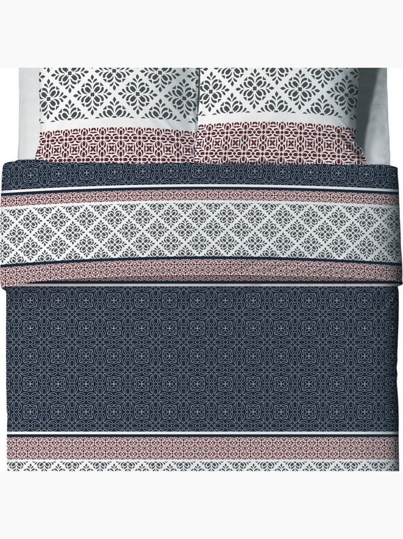 Parure housse de couette 100 % coton sergio Bleu foncé - Kiabi