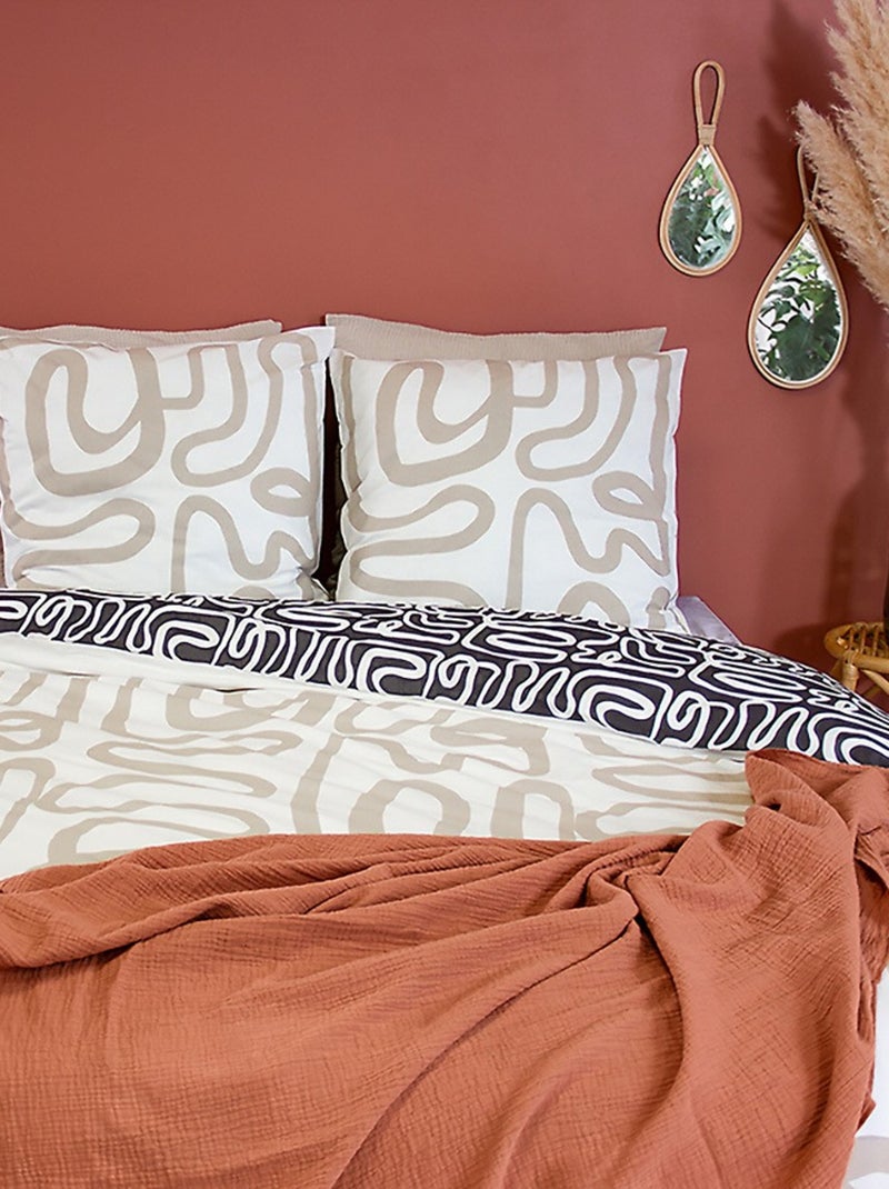 Parure housse de couette 100 % coton sidnie Blanc - Kiabi
