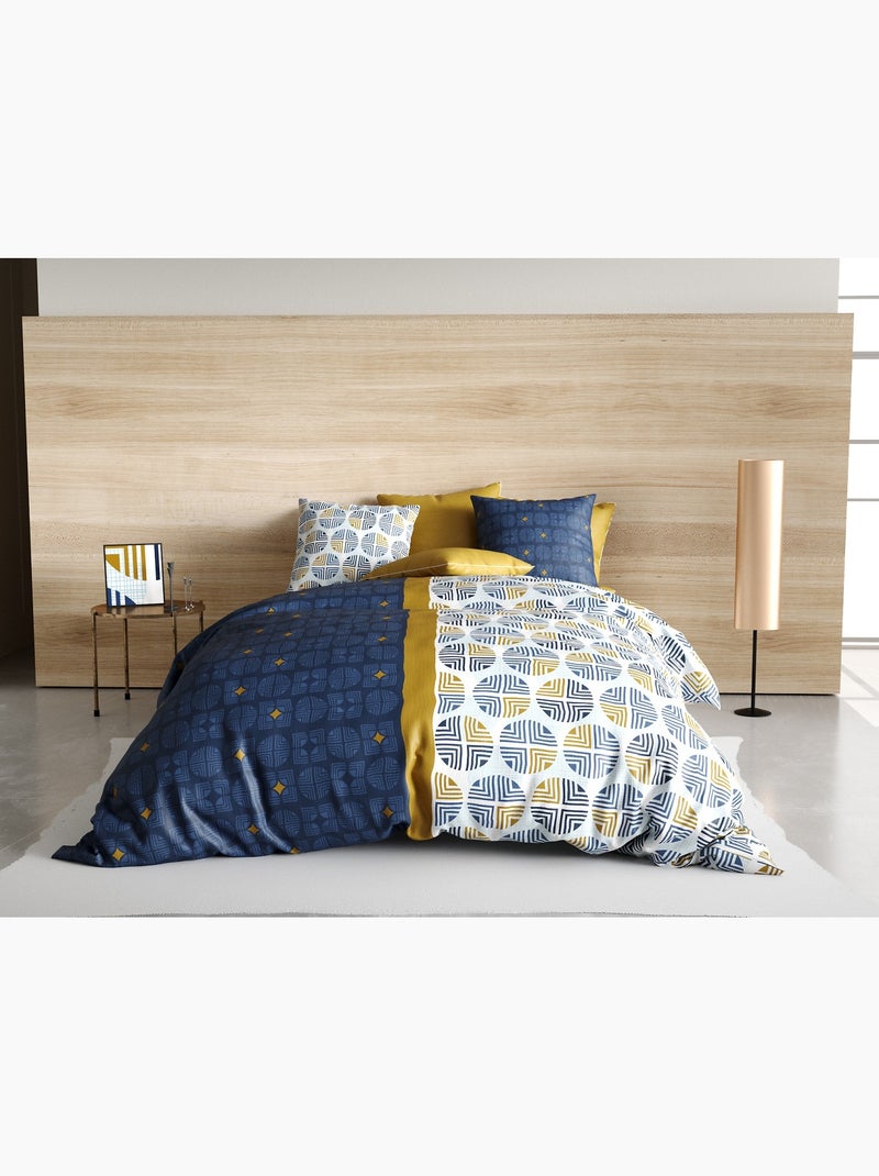 Parure housse de couette 100 % coton sirius Bleu - Kiabi