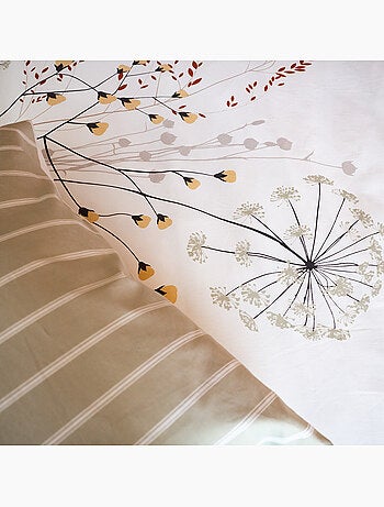 Parure housse de couette 100 % coton soliflore