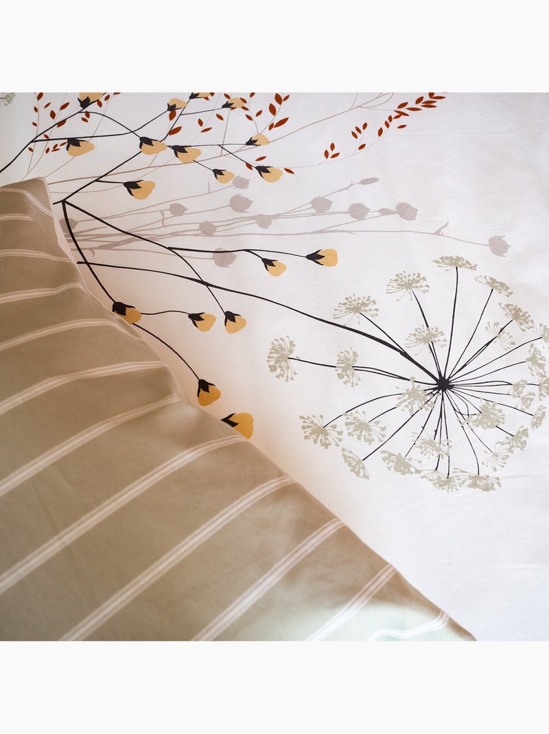 Parure housse de couette 100 % coton soliflore Blanc - Kiabi