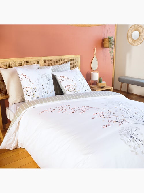 Parure housse de couette 100 % coton soliflore - Kiabi
