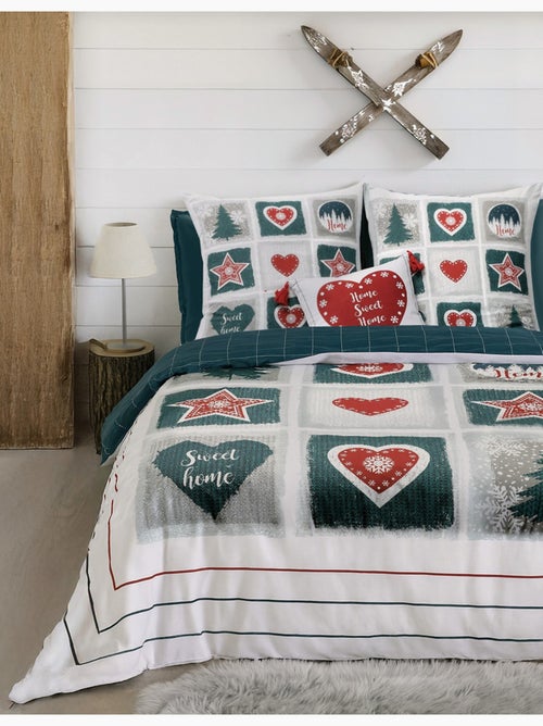 Parure housse de couette 100 % coton sweet home - Kiabi
