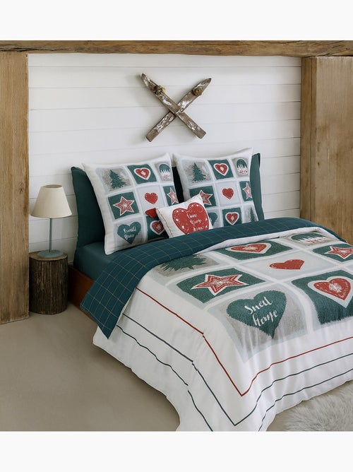 Parure housse de couette 100 % coton sweet home - Kiabi