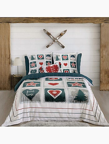 Parure housse de couette 100 % coton sweet home