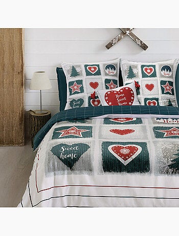 Parure housse de couette 100 % coton sweet home