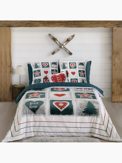 Parure housse de couette 100 % coton sweet home - Kiabi
