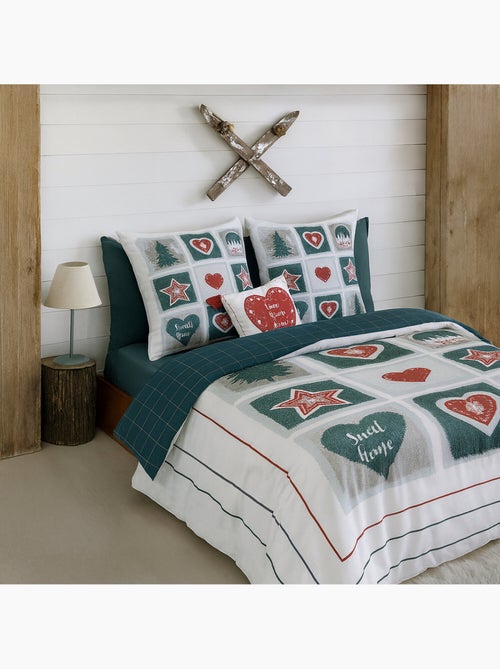 Parure housse de couette 100 % coton sweet home - Kiabi