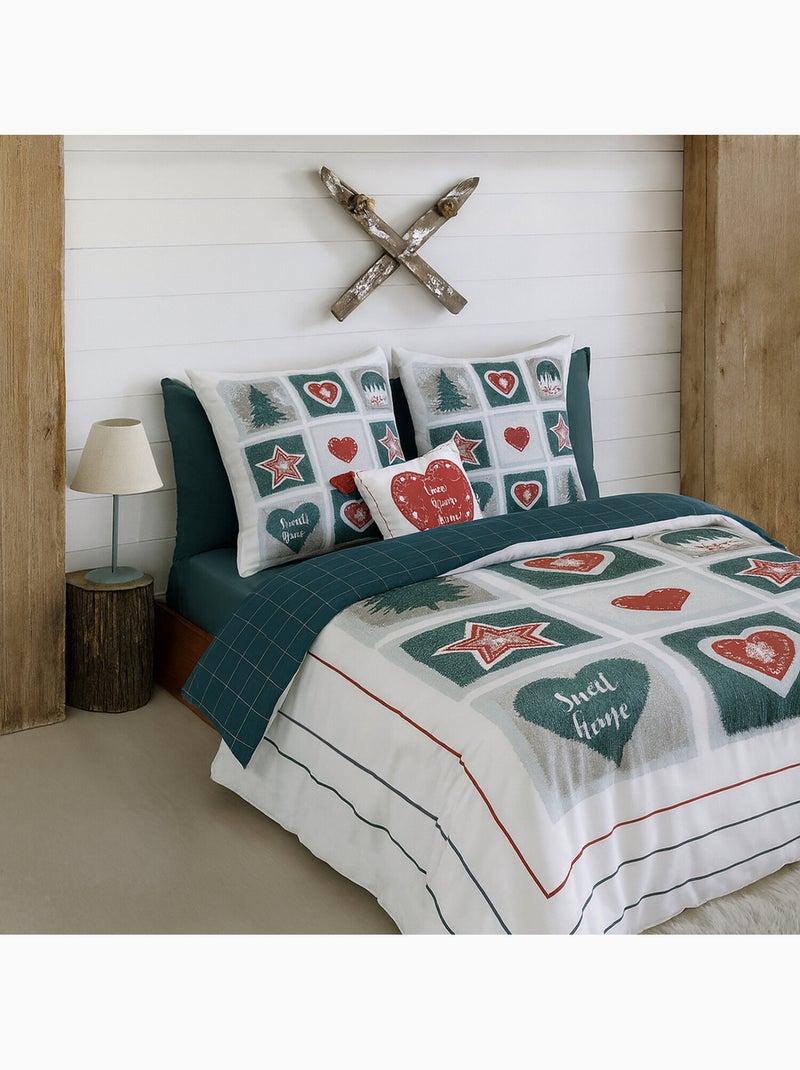 Parure housse de couette 100 % coton sweet home Multicolore - Kiabi