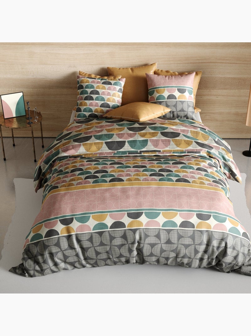 Parure housse de couette 100 % coton thanos Rose - Kiabi