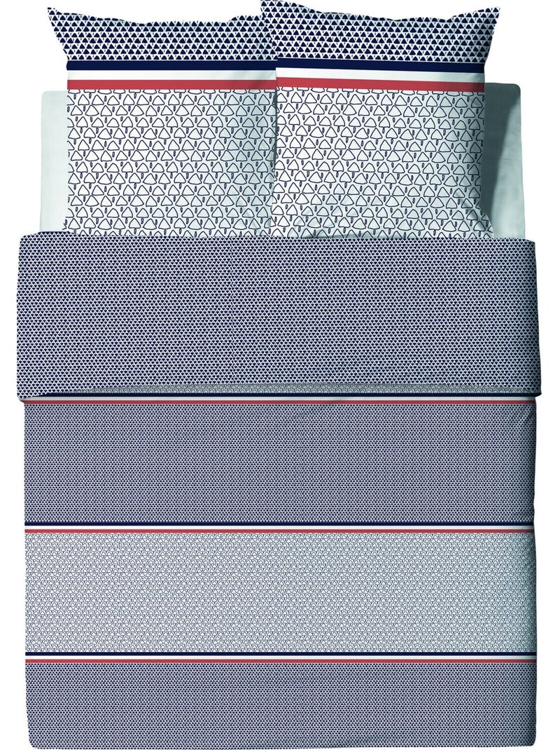 Parure housse de couette 100 % coton tilak Bleu - Kiabi
