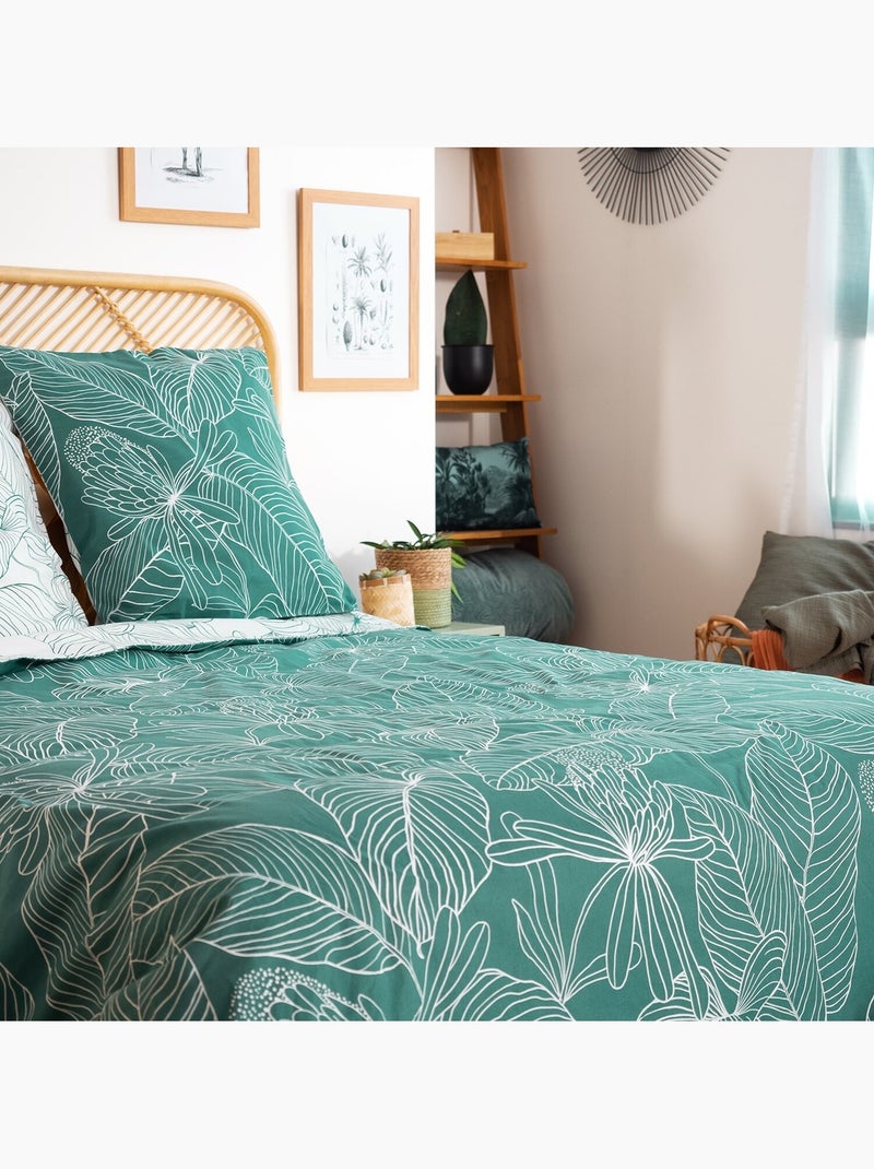 Parure housse de couette 100 % coton tilda Vert - Kiabi