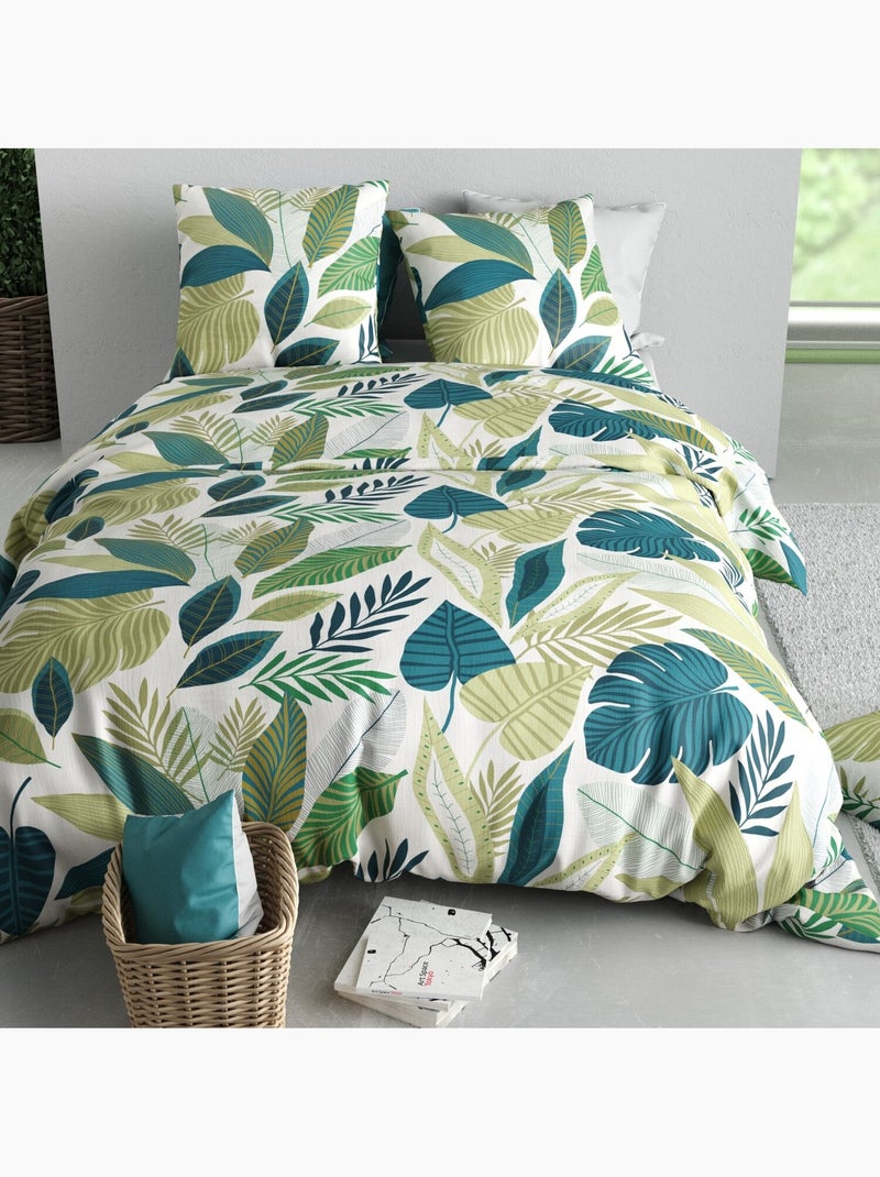 Parure housse de couette 100 % coton tropicalia Multicolore - Kiabi