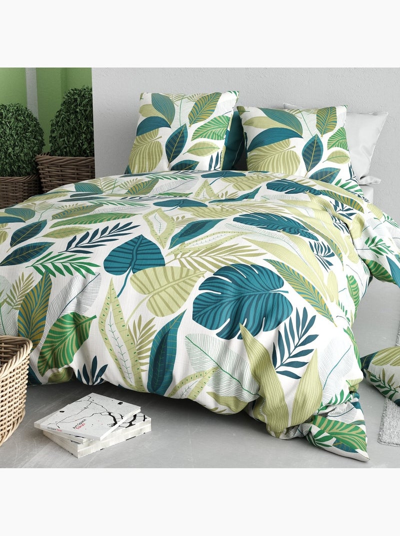 Parure housse de couette 100 % coton tropicalia Multicolore - Kiabi