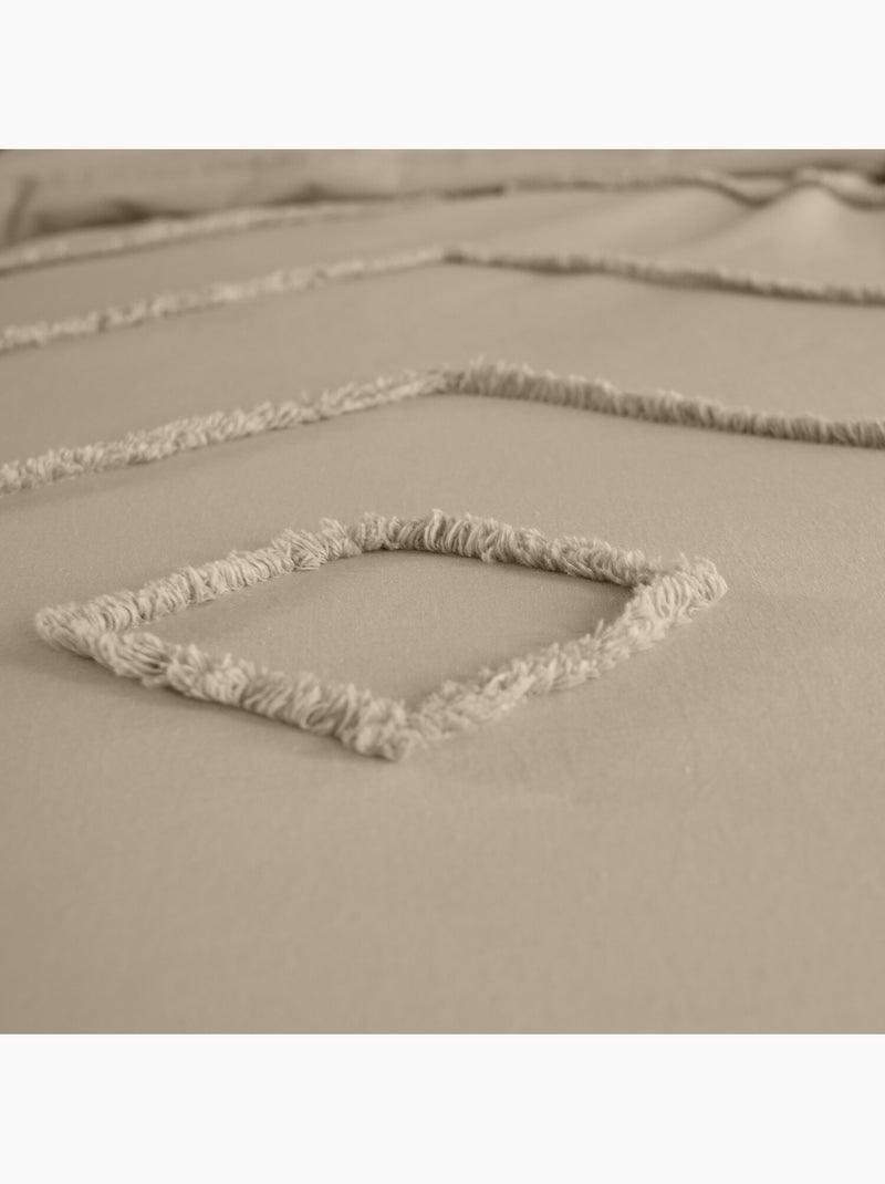 Parure housse de couette 100 % coton tuféa Beige - Kiabi