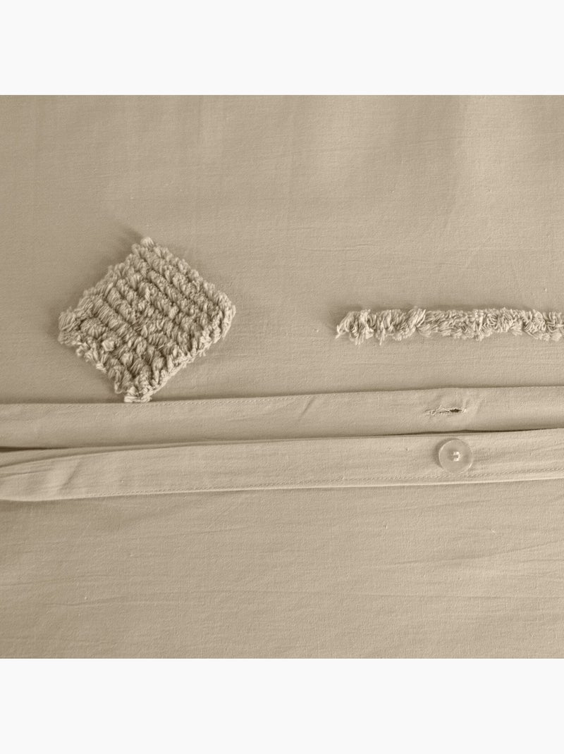 Parure housse de couette 100 % coton tuféa Beige - Kiabi