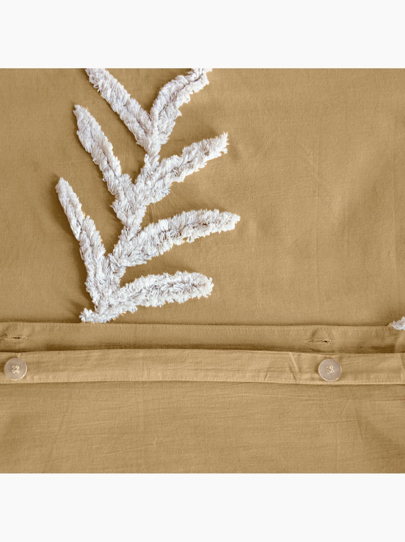 Parure housse de couette 100 % coton tuféa Ocre - Kiabi