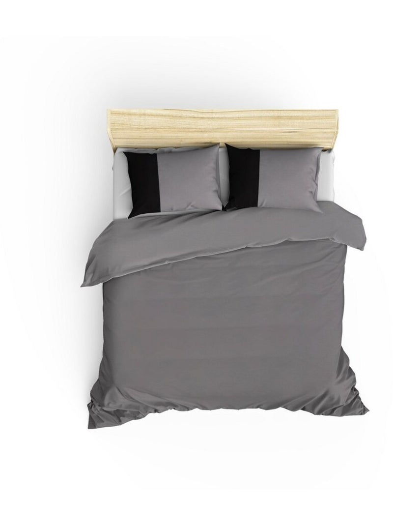 Parure housse de couette 100% coton Uni - Plain Gris - Kiabi