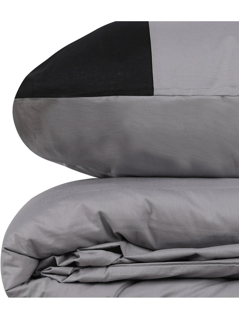 Parure housse de couette 100% coton unie - Plain Gris - Kiabi