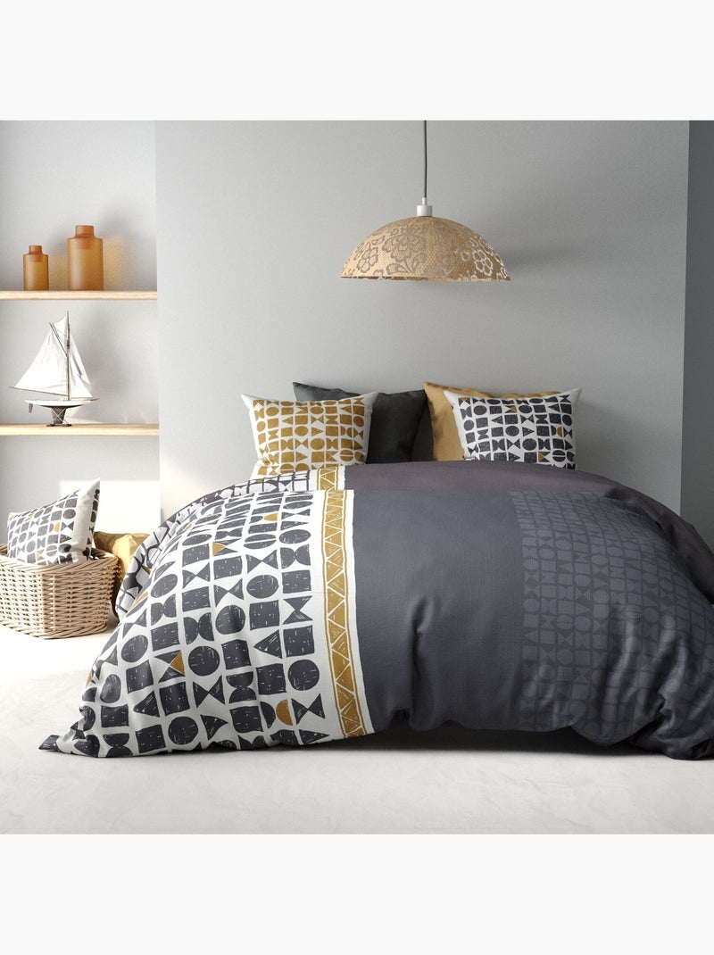 Parure housse de couette 100 % coton union Bleu foncé - Kiabi