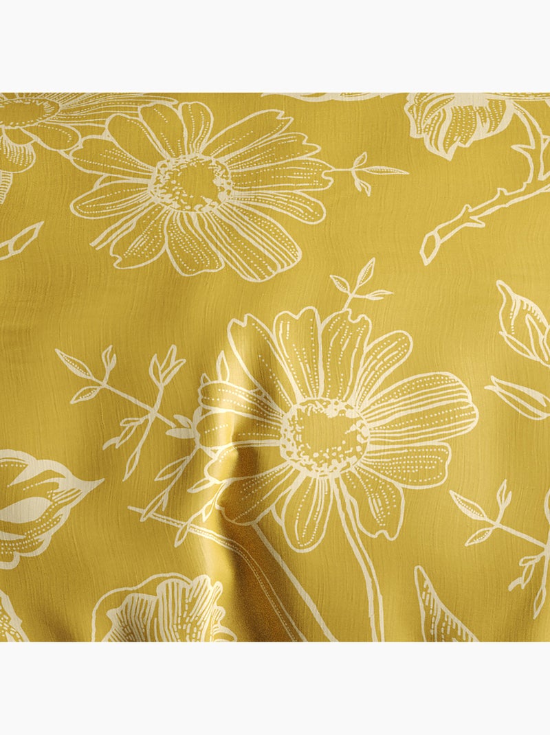 Parure housse de couette 100 % coton victoria Ocre - Kiabi