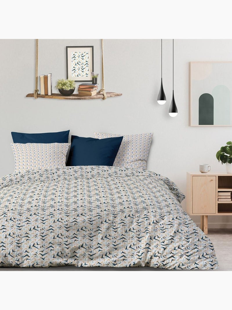 Parure housse de couette 100 % coton vita Bleu - Kiabi