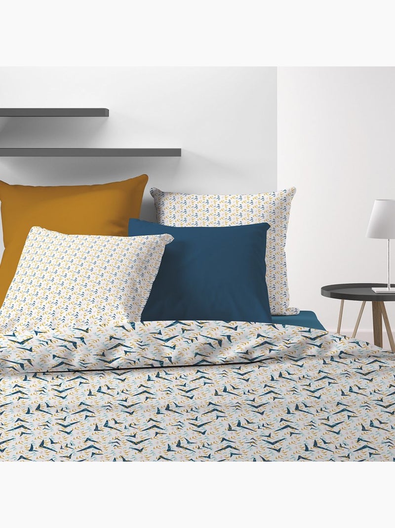 Parure housse de couette 100 % coton vita Bleu - Kiabi