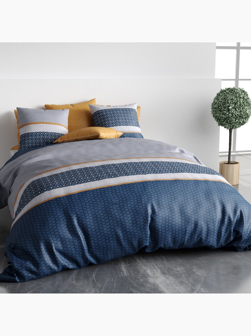 Parure housse de couette 100 % coton zante Jaune - Kiabi