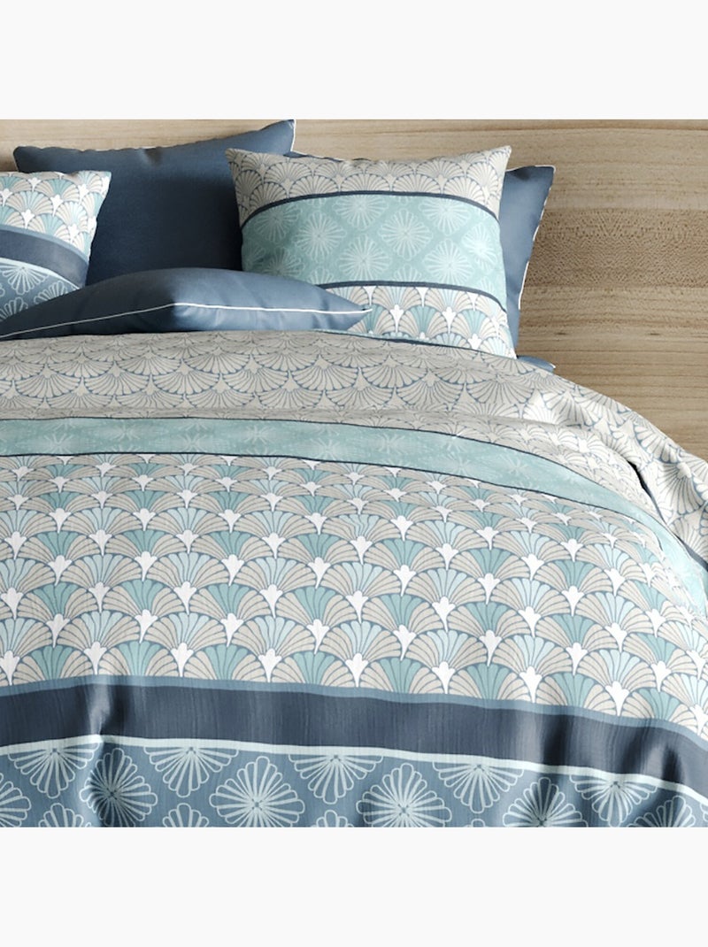 Parure housse de couette 100 % coton zircon Bleu - Kiabi