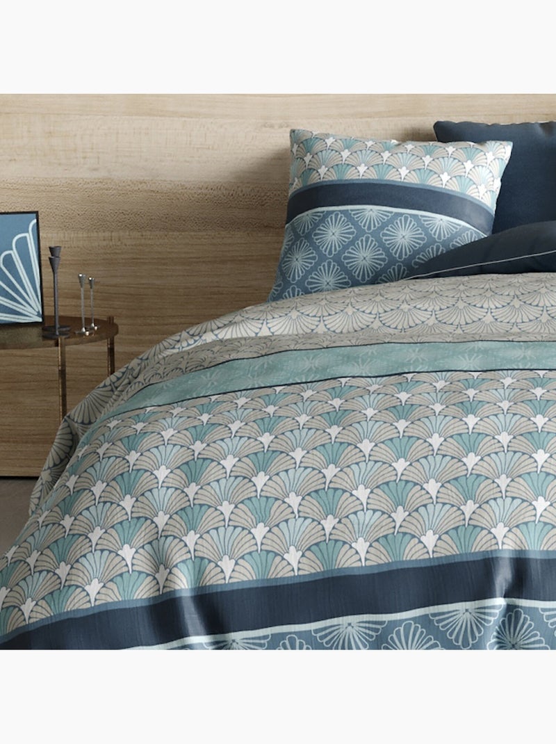 Parure housse de couette 100 % coton zircon Bleu - Kiabi