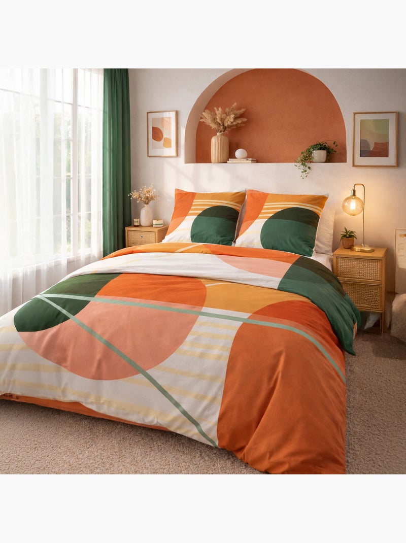 Parure housse de couette 100 % coton zoom Multicolore - Kiabi