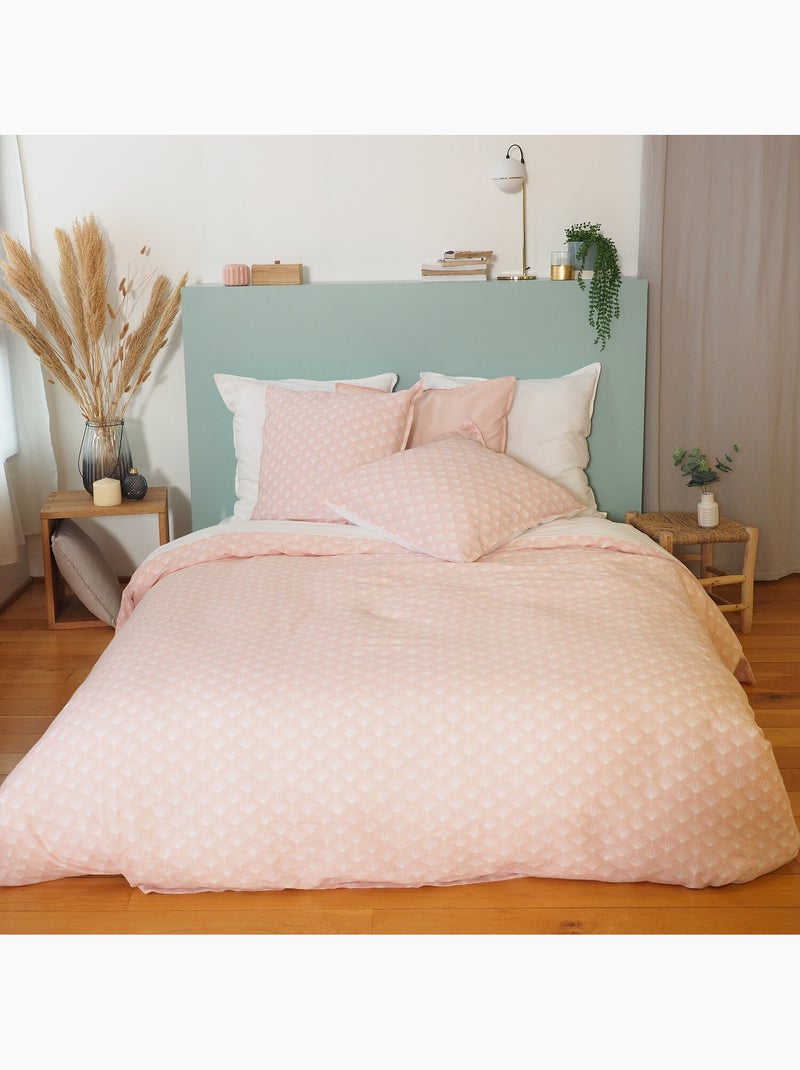 Parure housse de couette 100 % coton/lin evi Rose - Kiabi