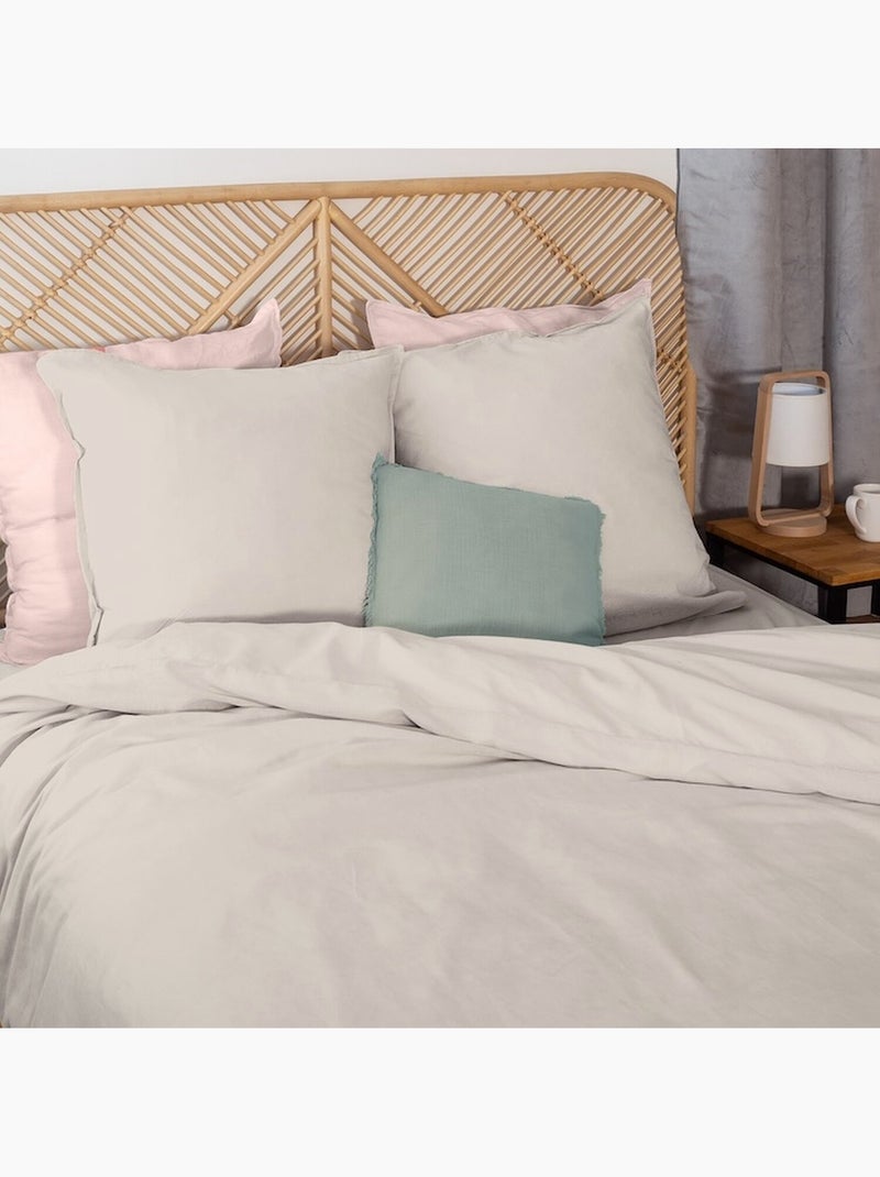 Parure housse de couette 100 % coton/lin lynn Sable - Kiabi
