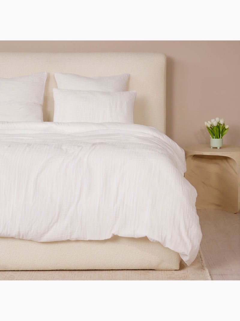 Parure housse de couette 100 % gaze de coton ava Blanc - Kiabi