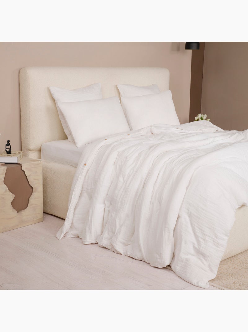 Parure housse de couette 100 % gaze de coton ava Blanc - Kiabi