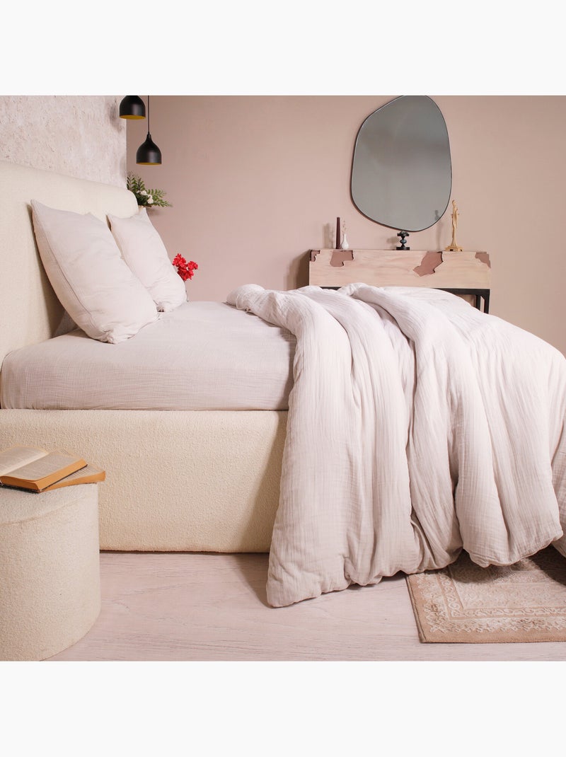 Parure housse de couette 100 % gaze de coton ava Ecru - Kiabi