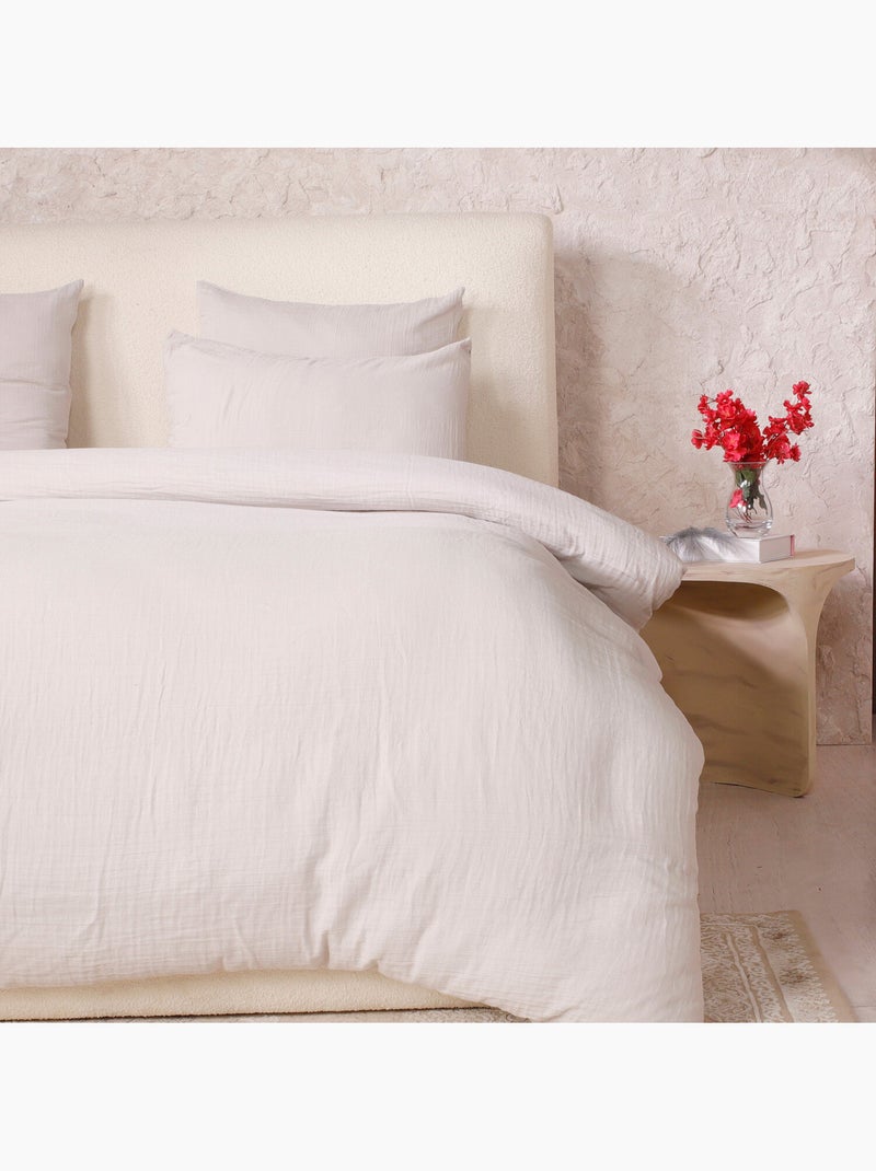 Parure housse de couette 100 % gaze de coton ava Ecru - Kiabi