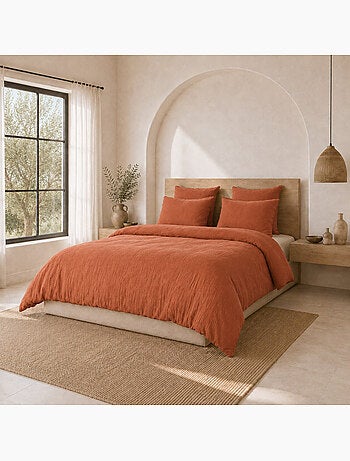 Parure housse de couette 100 % gaze de coton ava