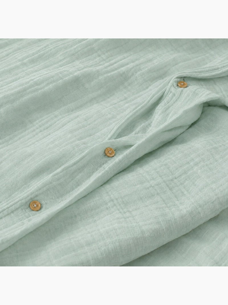 Parure housse de couette 100 % gaze de coton ava Vert d'eau - Kiabi
