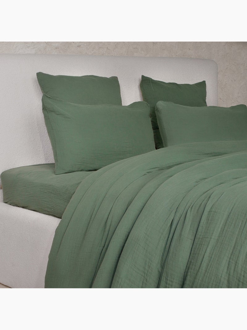 Parure housse de couette 100 % gaze de coton ava Vert - Kiabi
