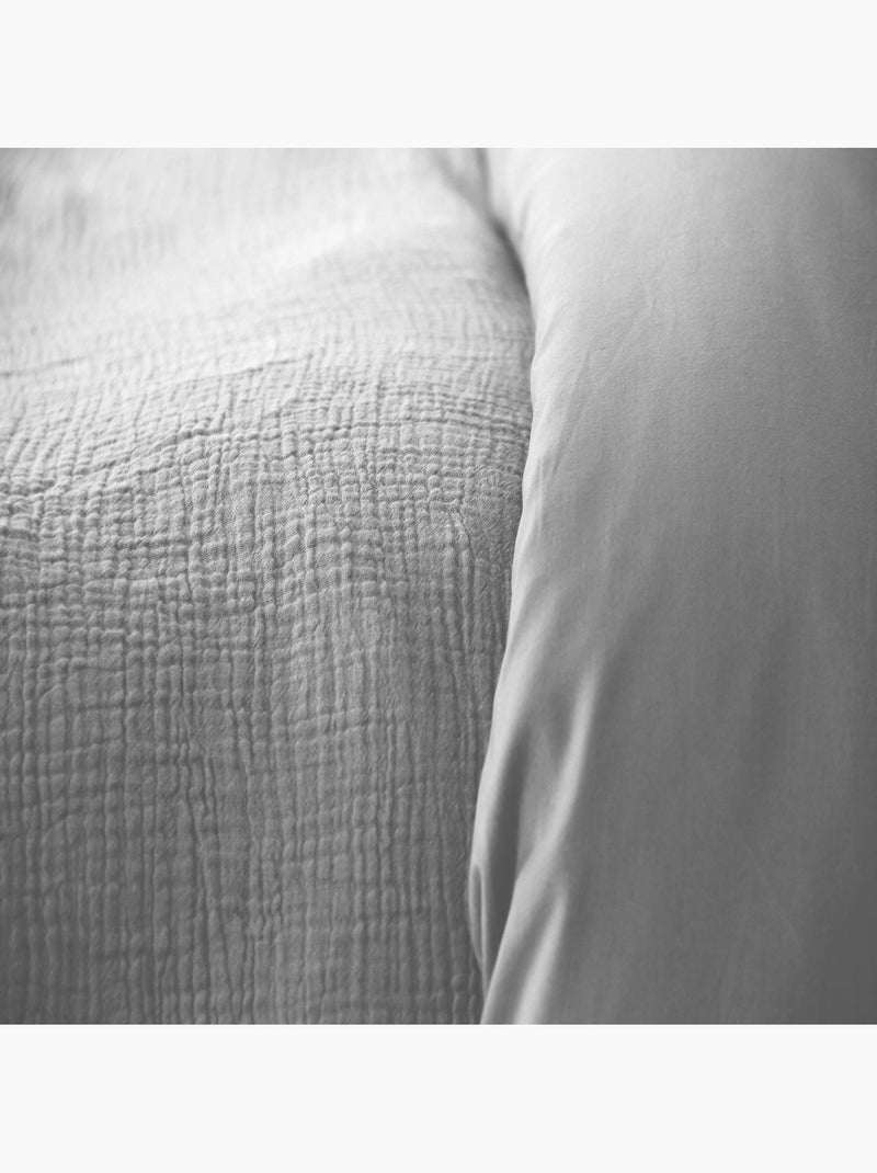 Parure housse de couette 100 % gaze de coton ozen Gris clair - Kiabi