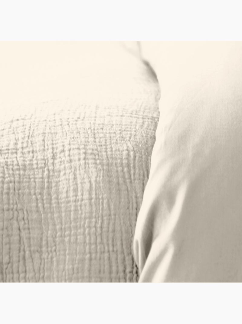 Parure housse de couette 100 % gaze de coton ozen Gris galet - Kiabi