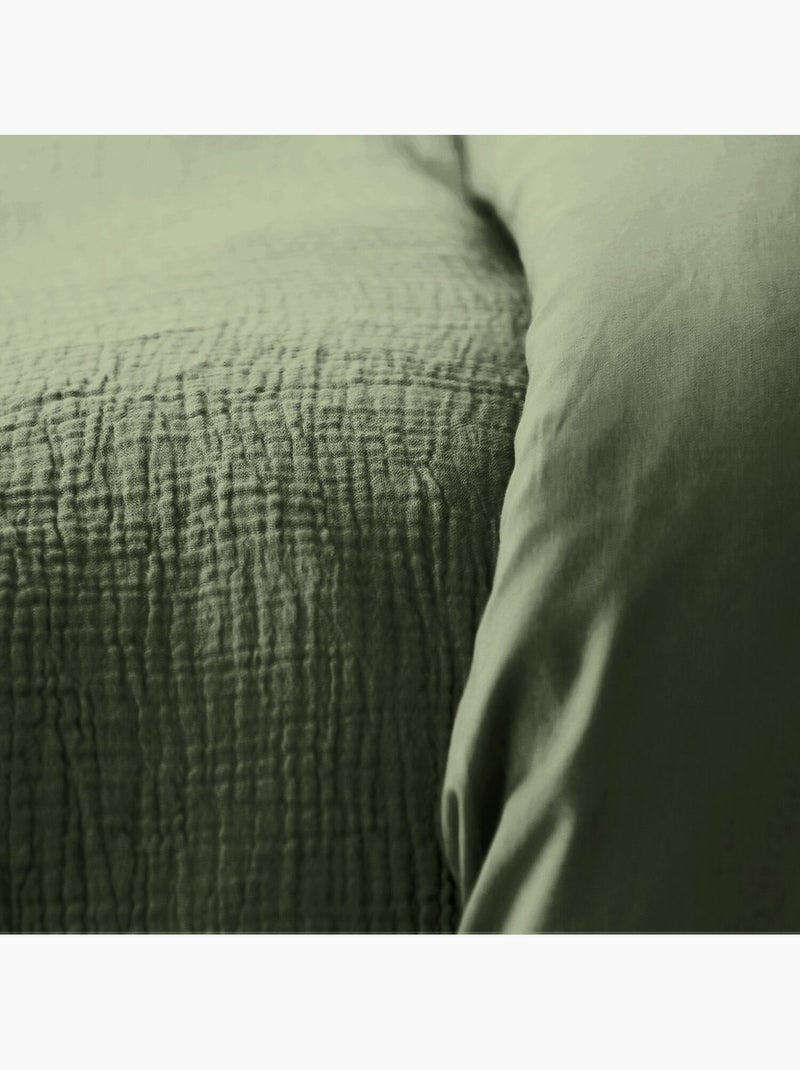 Parure housse de couette 100 % gaze de coton ozen Kaki - Kiabi