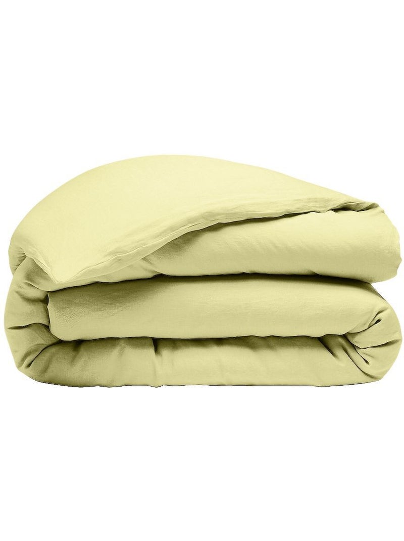 Parure housse de couette 100 % lin signature Jaune - Kiabi