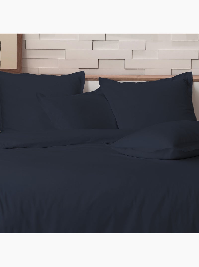 Parure housse de couette 100 % percale de coton Bleu - Kiabi